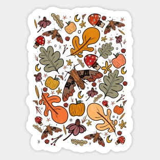 The moths and leaves Sticker